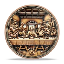 Jesus Christ & Last Supper Bronze Plated Religious Coin Great Religious Keepsake