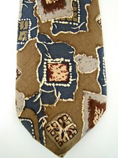 Bill Bass Men's Neck Tie 100% Silk Made in USA Brown Gray Blue Maroon Abstract