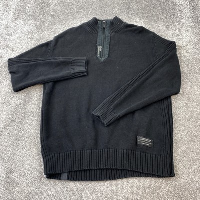 T-Base Engineered For Performance Cable Knit Sweater Men Size XXL Black 1/4 Zip