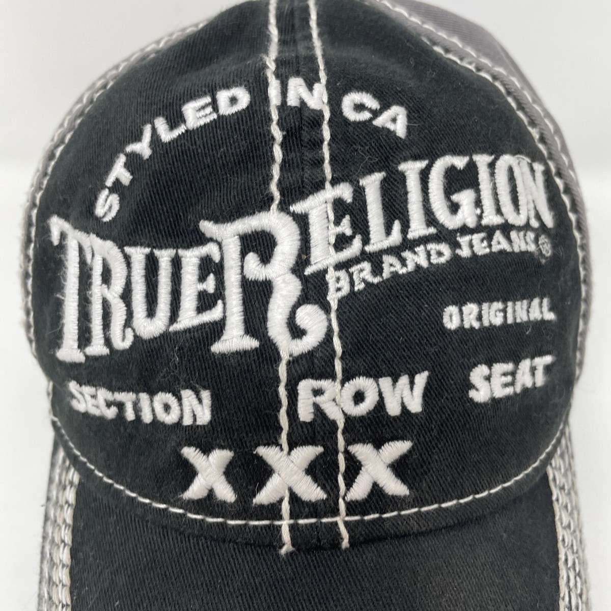 帽子 TRUE RELIGION CAP True Religion XXX Distressed Trucker Baseball Cap Hat