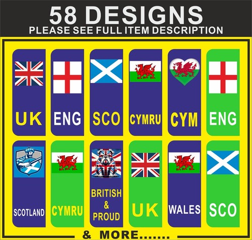 2 x Nummernschild Aufkleber WALES CYMRU WELSH SCOTTISH SCOTLAND UK ENGLAND