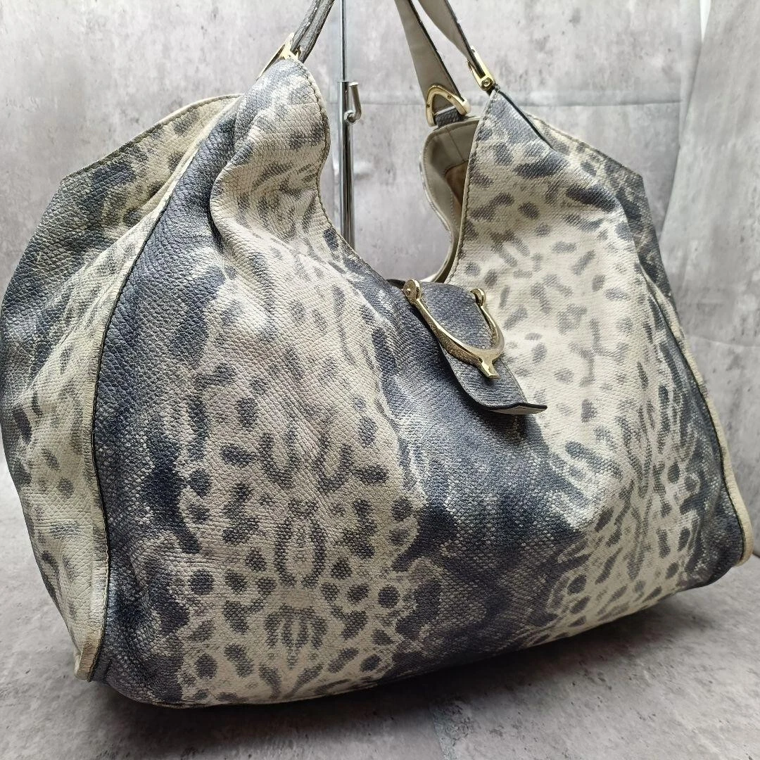 Sac cabas en nubuck étrier GUCCI sac à main sac à bandoulière cuir ivoire gris femmes