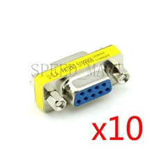 10X 9 Pin RS232 DB9 Female to Female Serial Cable Gender Changer Coupler Adapter