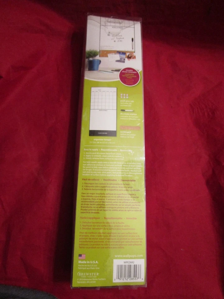 Wall Pops Dry Erase Organizer Keeper Calendar Peel Stick Move WPE2692 13 x 26 - Image 3 of 4
