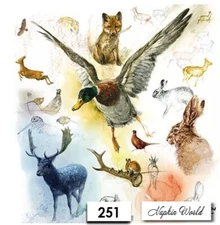 (251) TWO Paper LUNCHEON Decoupage Art Craft Napkins - DUCK WILDLIFE RABBIT DEER