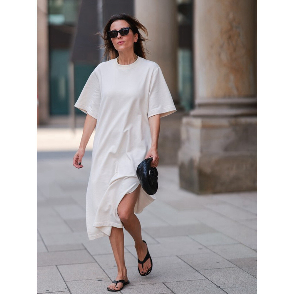 FILA T shirt donna THE ROW cotone sciolto primavera estate girocollo manica corta abito