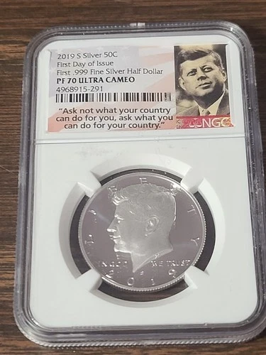 2019-S Proof Silver Kennedy Half Dollar 1st Day NGC PF70 Ultra Cameo
