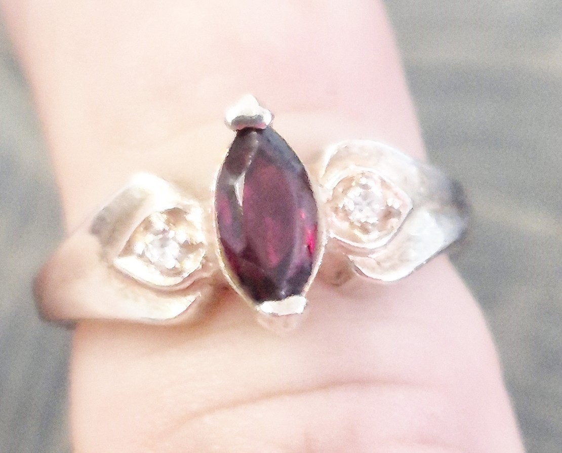 SOLID STERLING SILVER Ruby and Diamond Size 5 1/4… - image 1