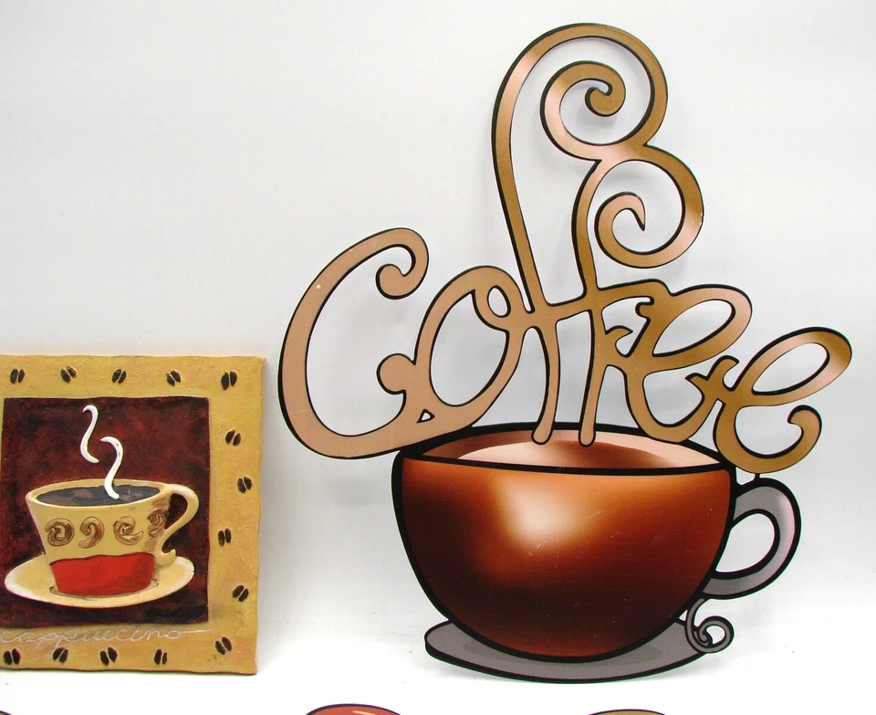 Lote 5 Tazas Café Bar Metal Pared Decoración Latte Mocha Java Taza Letrero Placa Cerámica Foto 4 de 4