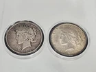 Lot of 2 Peace Silver Dollar $1 Circulated 90% Silver 1923 1922