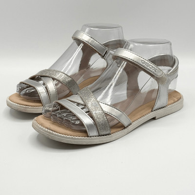 Geox Silver Karly Strappy Buckle Sandals - EU Kids 36 / US Size 4