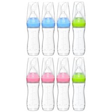 4 oz Silicone Baby Food Dispensing Spoon 8 Pack - Includes Stopper, Multicolored