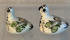 2 Vintage Tonala Jalisco Mexican Folk Art Pottery 1" Birds Signed Mexico