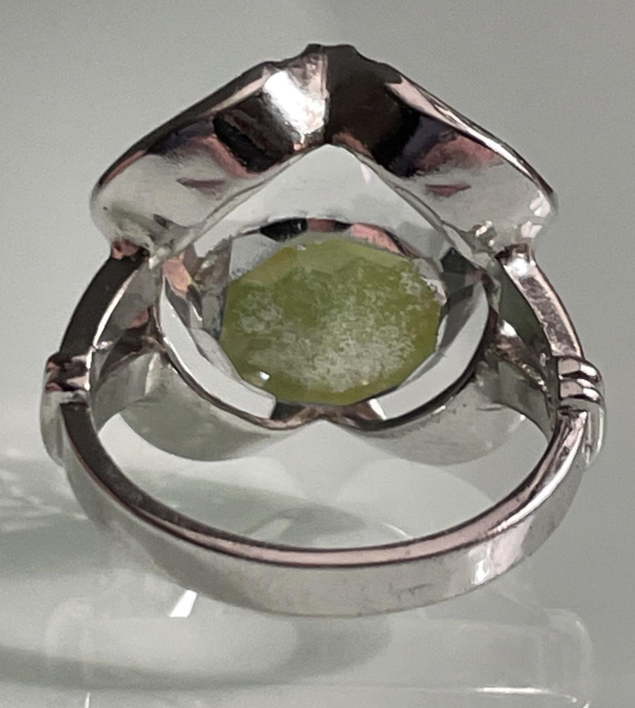 925 Watermelon Rhinestone Ring Size 4.75 Sterlin Silver Statement Cocktail Disco