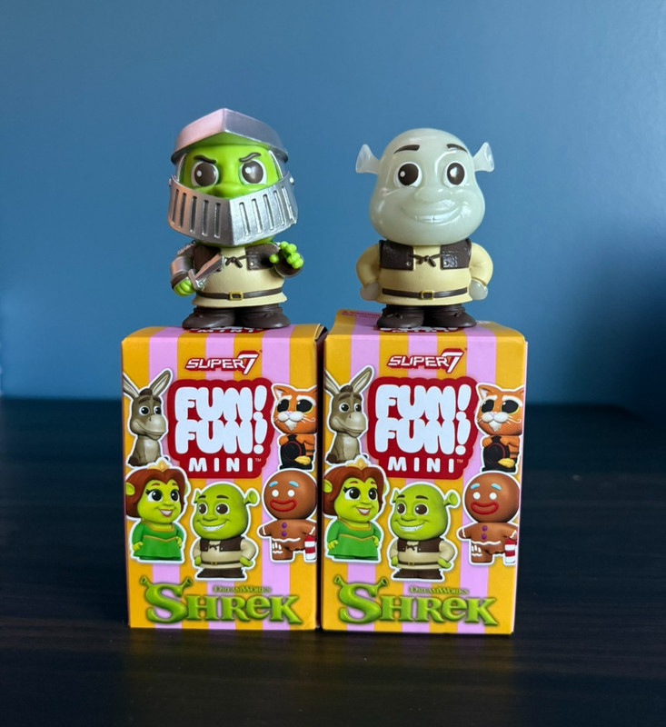 Super7 Fun Fun Mini Shrek Figures Glow Chase 1/96 & Shrek Armor 1/12 with Boxes
