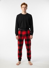 New Old Navy Boys Red Black Lumberjack Plaid Flannel Joggers Pants SZ XL 14-16