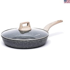 Padella antiaderente in granito 8 pollici con coperchio in vetro - perfetta per una cucina sana