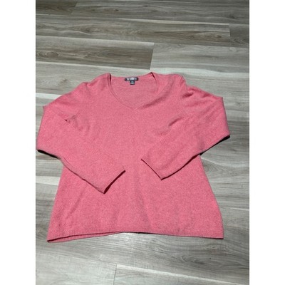 Charter Club Cashmere Sweater Pink V-Neck 100% Cashmere 2-Ply Womens Large L