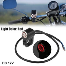 7/8" 22mm Motorcycle Handlebar Control Horn Start Switch with Lock Red Light