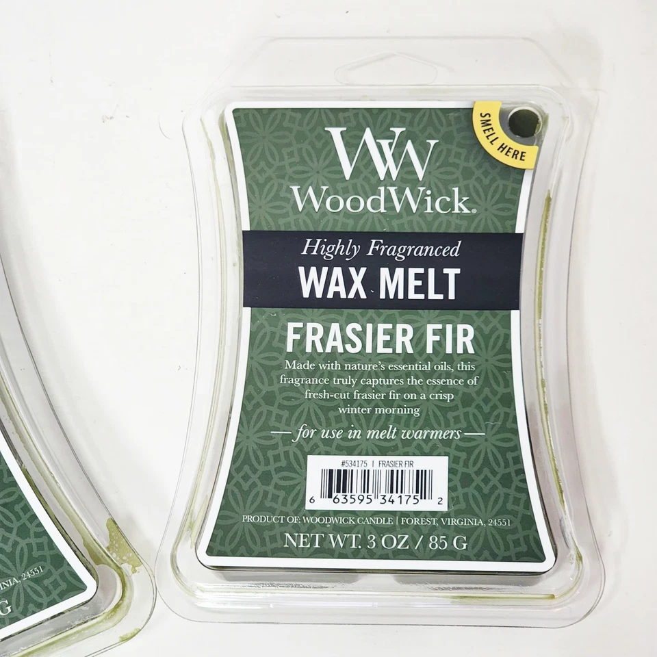 Woodwick Candle Scented Wax Melt Cubes: FRASIER FIR 3 oz Lot of 2 - Imagem 2 de 3