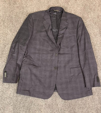 Ermenegildo Zegna Tropical Dark Gray Plaid Classic Blazer 100 Wool Size 46