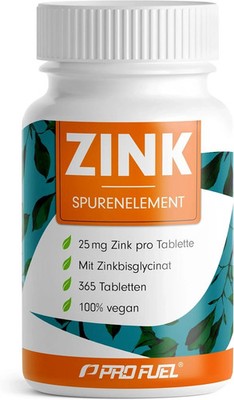 Zink 25mg - 365 Tabletten (vegan) mit Zinkbisglycinat (Zink-Chelat) für höchste