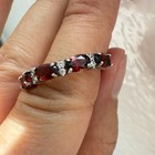 925 Sterling Silver Ring 5x3mm Natural Rhodolite Garnet Gemstone Zircon Beaded — photo 3