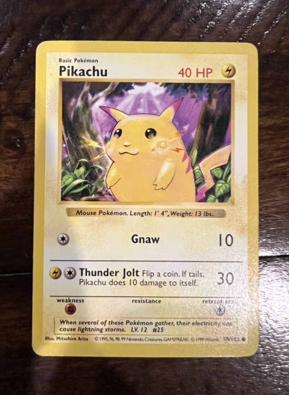 Pikachu 58/102 Shadowless - Base Set Pokémon TCG