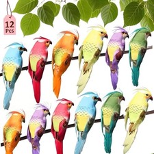 12pcs Artificial Bird - Colorful Sparrows - Parrot Foam Feather Parrot