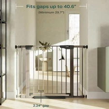 Cumbor Baby Safety Gate for Stairs & Doorway 29.7"-40.6"Wx30.5”H, Brown