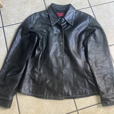 Nicola berti 100% leather black jacket women's size small