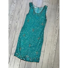 Vintage Scala Turquoise Sequined Sleeveless Dress