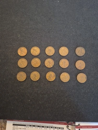 15 Vintage 1933 Lincoln Wheat Penny Coin Collection