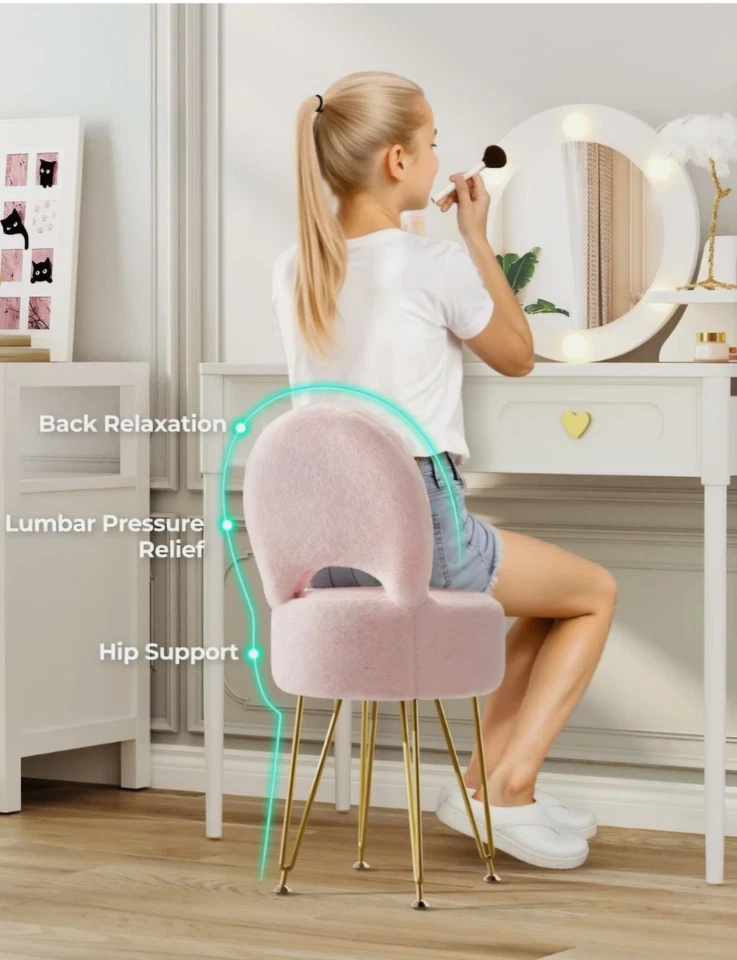 Taburete de tocador de almacenamiento GREENSTELL trasero plegable rosa imitación piel otomana 13x13x17,7 Foto 3 de 4