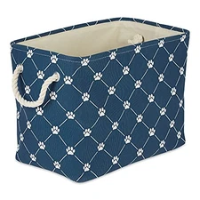 Bone Dry Pet Storage Collection Paw & Bone Print Small Rectangle Navy Trellis