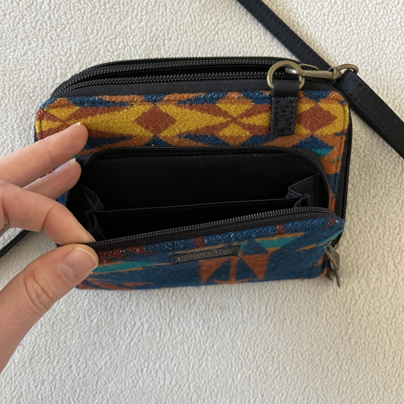 Pendleton EUC Wool Aztec Blue Orange Turquoise Cr… - image 7