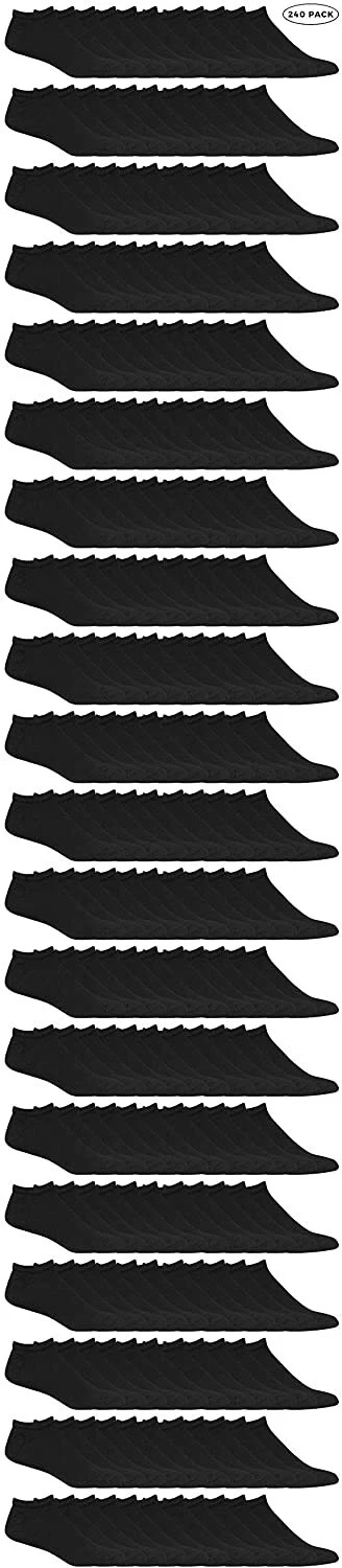240 Units Women's No-Show Cotton Ankle Socks Size 9-11 Black - Ankle Sock