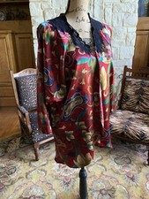 Dreamy Victorias Secret Red Floral Silky Satin Bed Jacket Flutter Robe One Size