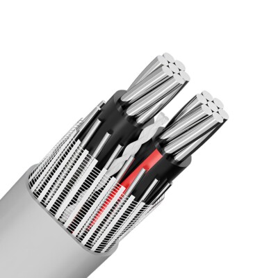 2-2-2 Aluminum SEU Service Entrance Cable PVC Jacket Gray 600V