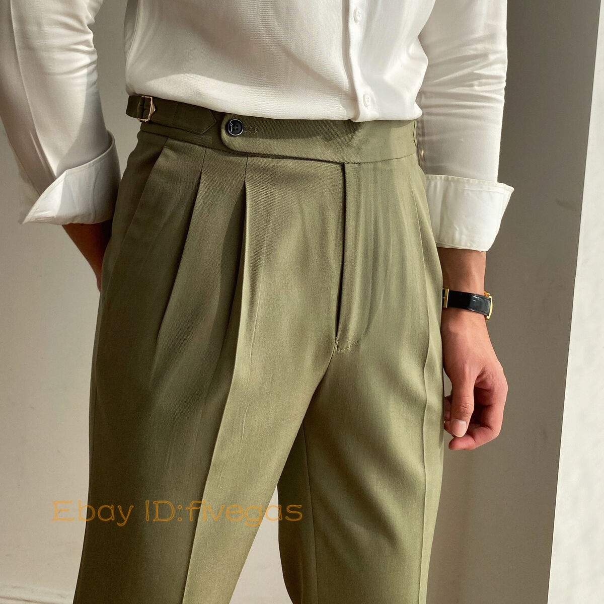 【MODERNIF】Gurkha Semi Wide Slacks Men Gurkha Summer Casual Trousers British Style Slim Fit