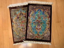 Silk rug carpet handmade W sign Qomm Ghomm/KPSI 550- Email me and ask the origin