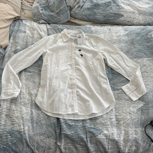 Abercrombie & Fitch White Cotton Button Down Dress Shirt Size Small Msrp $40