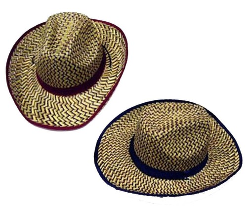 12 COLORED ZIG ZAG STRAW COWBOY HAT 