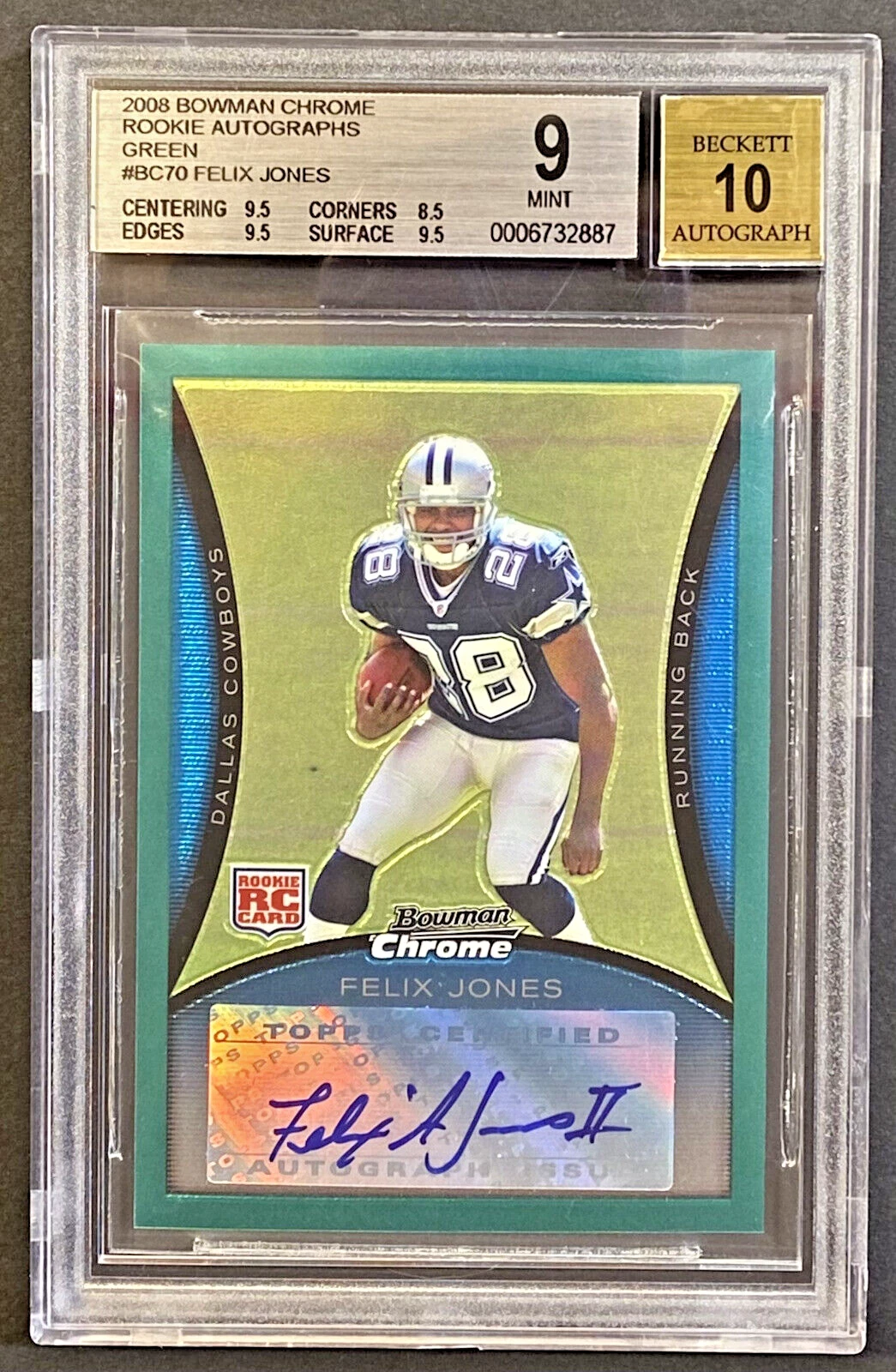 Felix Jones Bowman Chrome #BC70 Autograph-Green