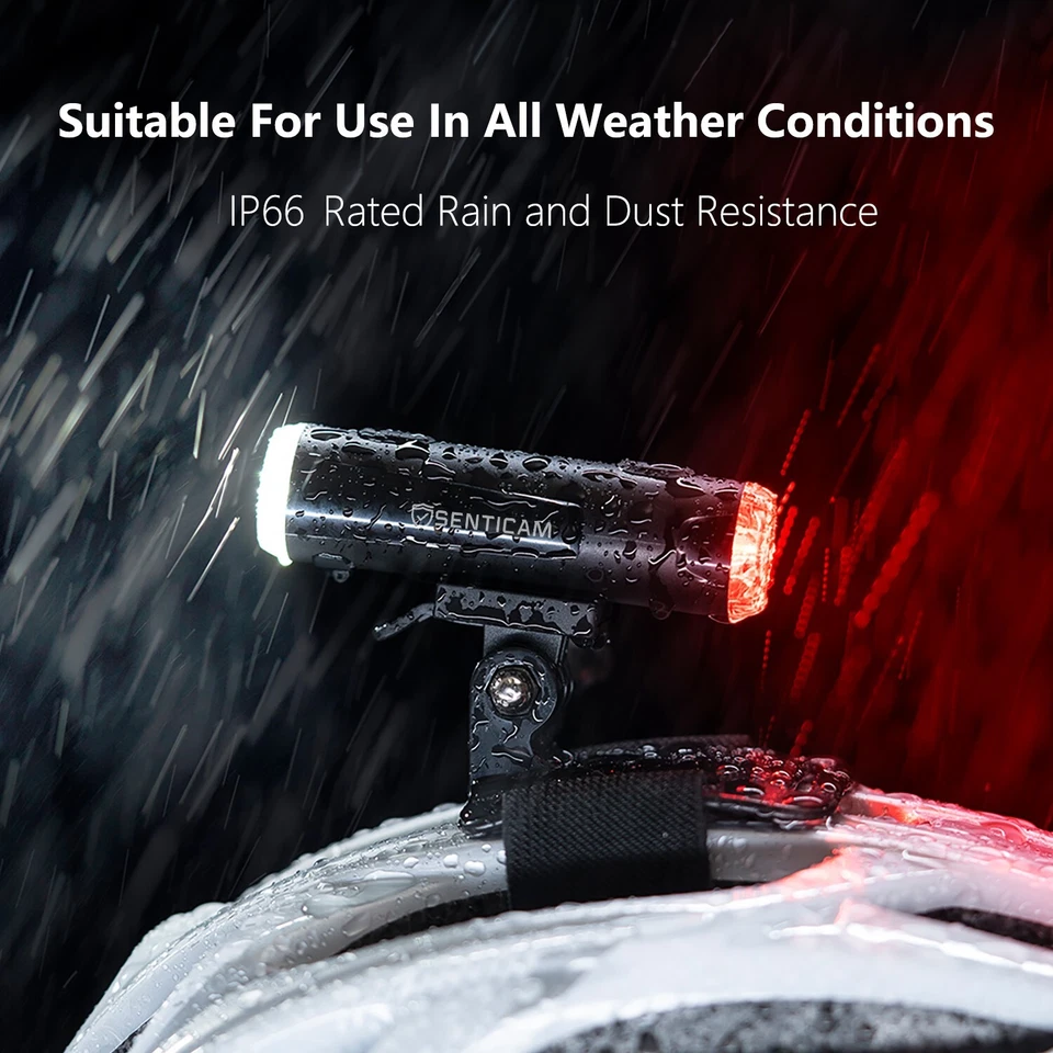 Bike Helmet Light Torch USB Recharge Best Bicycle MTB Front Back Light Senticam - Image 3 of 4