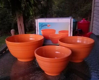 pc TANGERINE ORANGE baking NESTING mixing BOWL SET FIESTA 1st