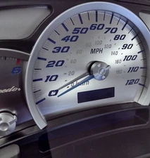 US Speedo Stainless Steel Gauge Face Kit Blue Text & Matching Pointers GM 03-06