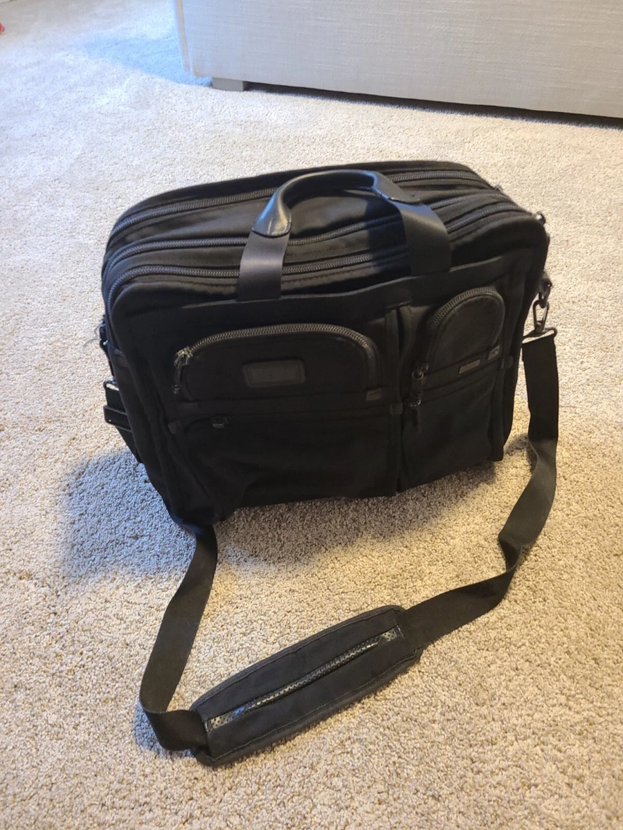 TUMI Alpha Ballistic Nylon Computer Portfolio Briefcase Bag Black
