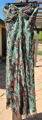 laundry by design maxi dress $195 Laundry by Design Midnight Blue Paisley Vneck Empire Maxi Dress 12P  L385