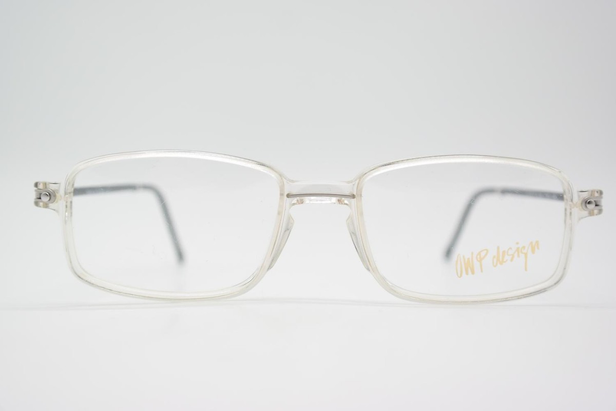Monture De Lunettes OWP Design 7562 - Style Carré Transparent Argent Noir, Neuf Sans Étiquette